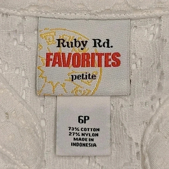 Eyelet Lace Tops Blouses Lot of 4 Ruby Rd. Petites White Hot Pink Turquoise 6 - Picture 15 of 16